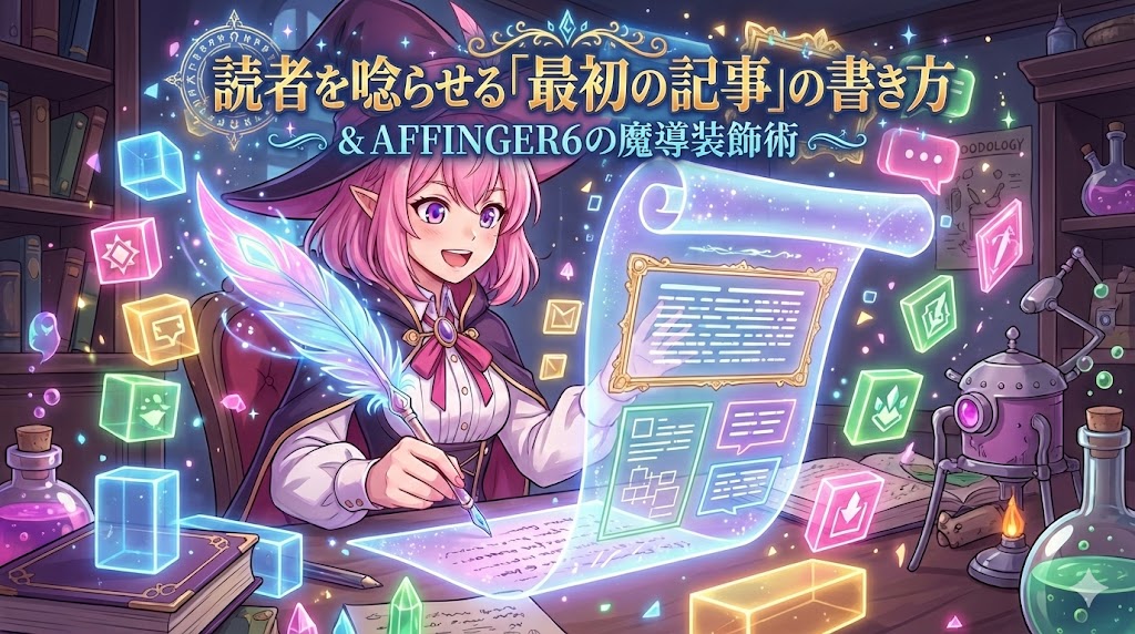 【始原の錬成】読者を唸らせる「最初の記事」の書き方＆AFFINGER6の魔導装飾術