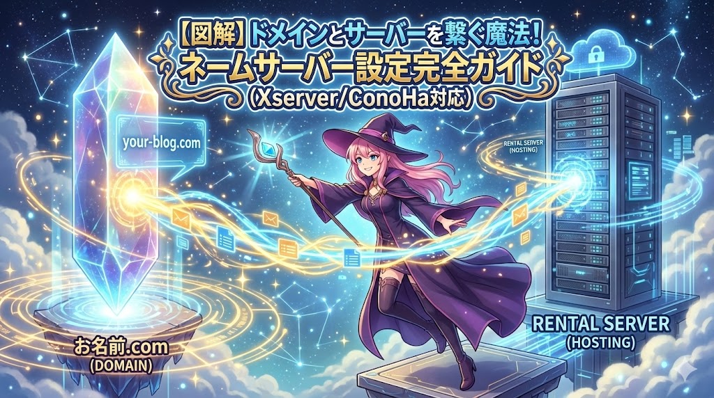 【図解】ドメインとサーバーを繋ぐ魔法！お名前.comネームサーバー変更設定完全ガイド（Xserver/ConoHa対応）